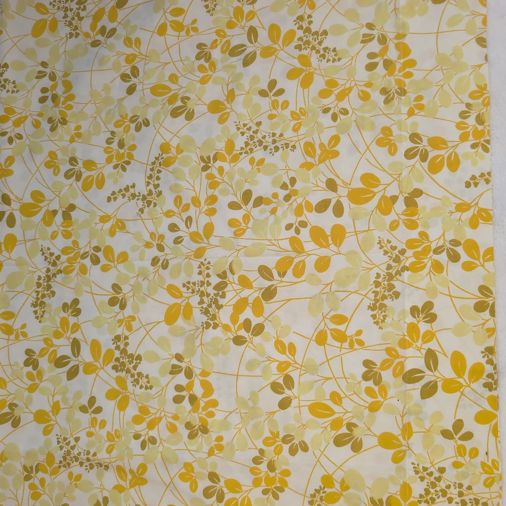Vintage 1970s Sears Perma Prest Full Sheet Set Yellow Floral Percale 4 pc USA